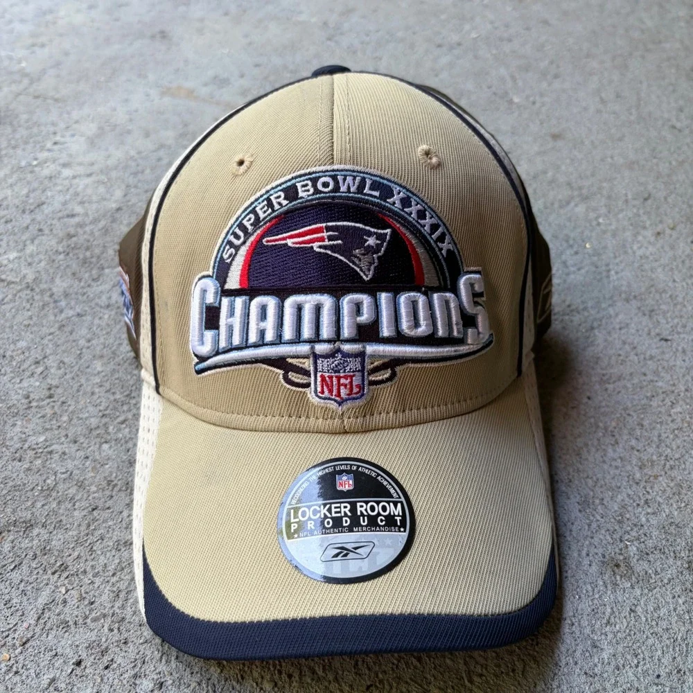 Reebok New England Patriots Super Bowl XXXIX Champions Hat Tan Brown NFL Cap